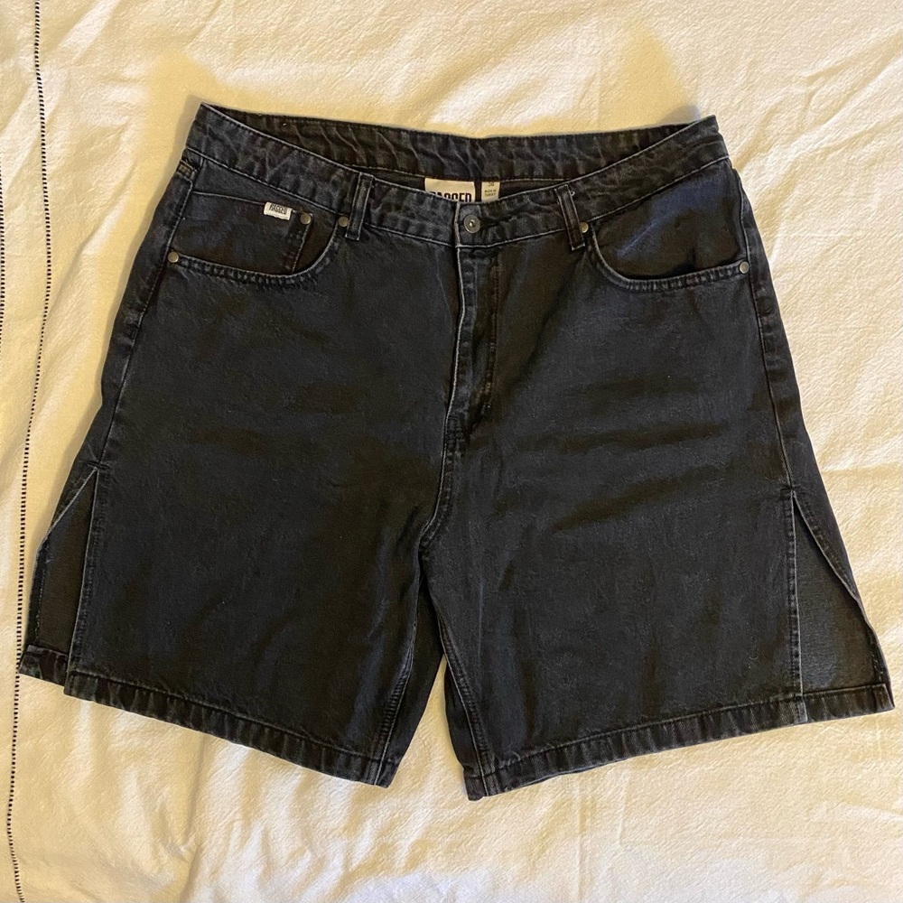 The Ragged Priest Black Denim Jorts With Side Openings Size UK 18 / USA 14